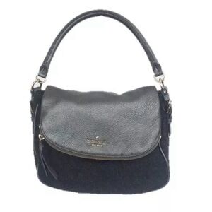 Kate Spade New York Fold-over Hand Bag Charcoal Gray and Silver Gray